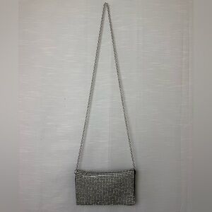 Amber Sceats Stella Rhinestone And Black Satin Crossbody Bag Purse